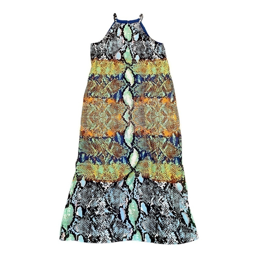 VERSONA, NWOT, WOMENS, COLORFUL SNAKESKIN PRINT, MAXI DRESS. SIZE M